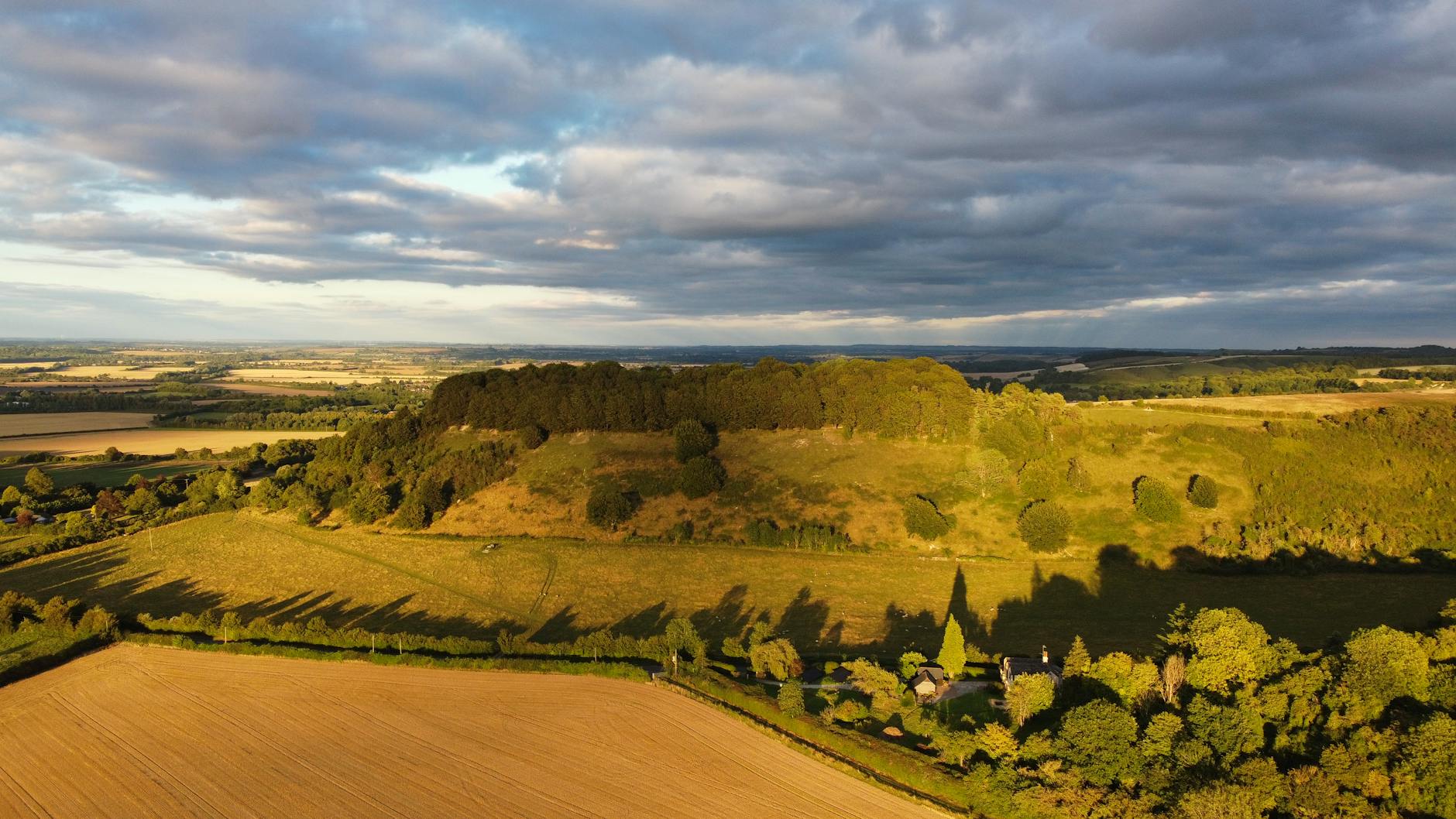aerial shot of a farm field